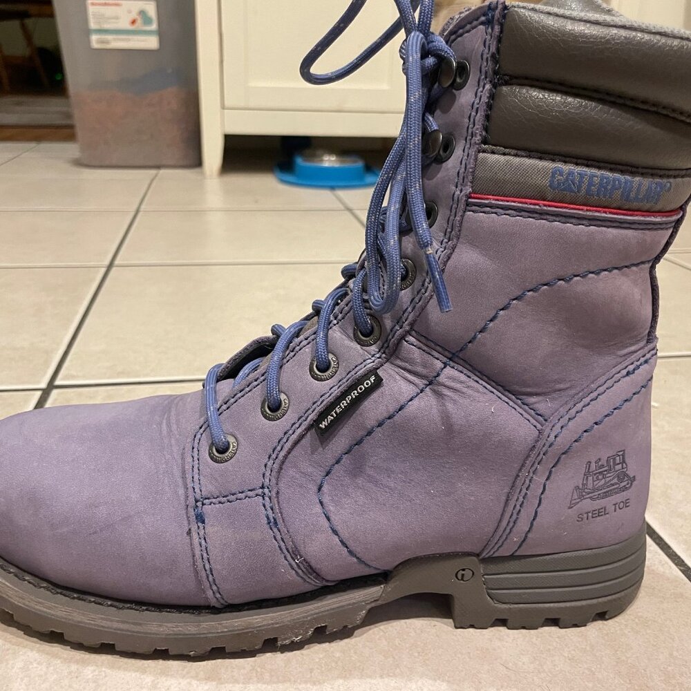 Caterpillar Women's Echo Waterproof Steel Toe Work Boot- Blue, Size 7.5 Wide - Picture 8 of 13